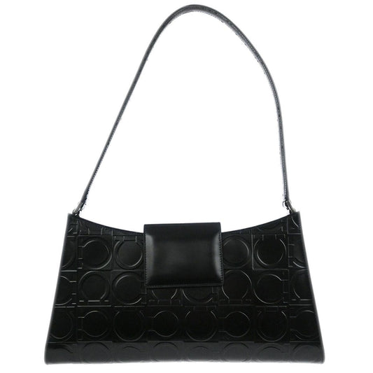 Salvatore Ferragamo Black Leather Gancini Handbag