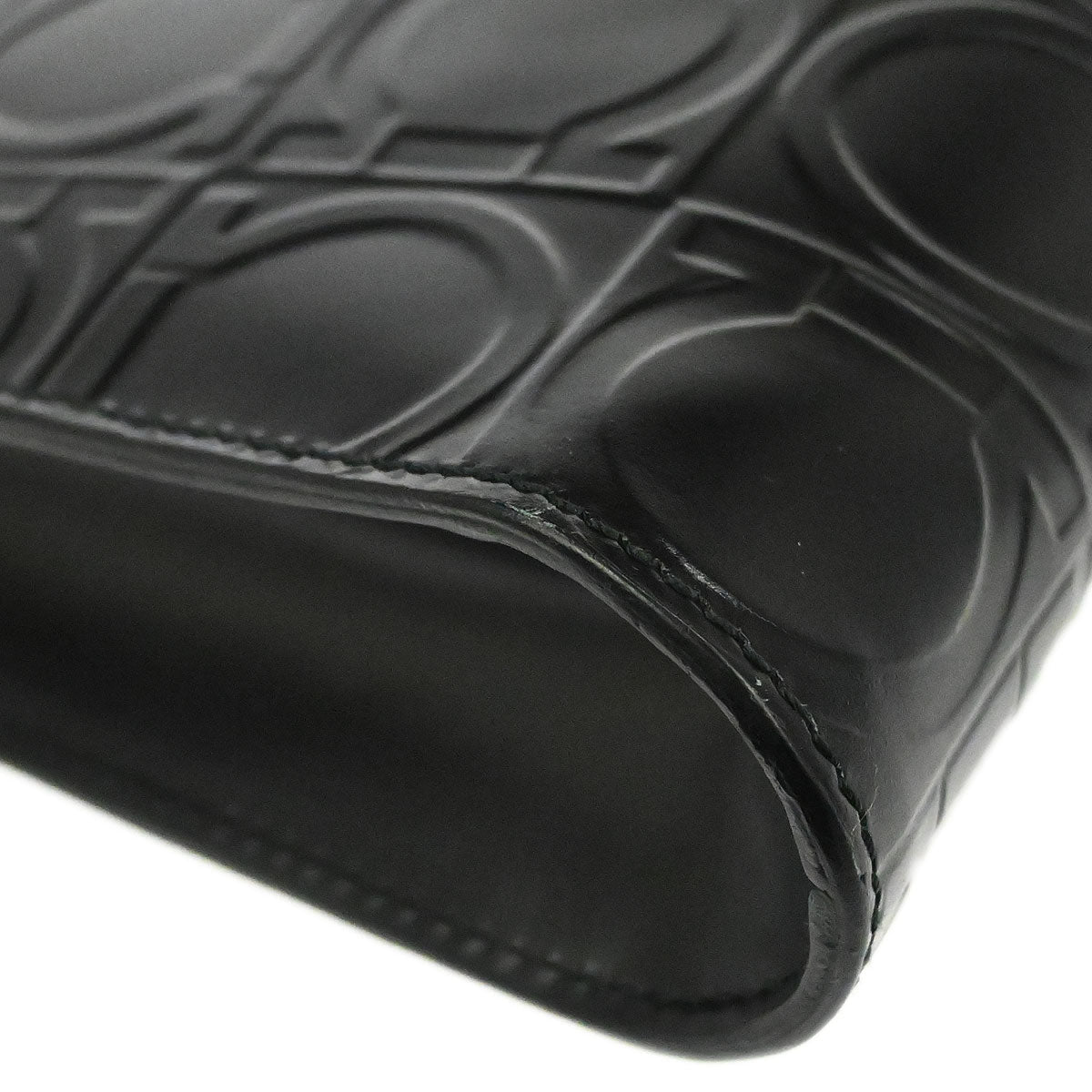 Salvatore Ferragamo Black Leather Gancini Handbag