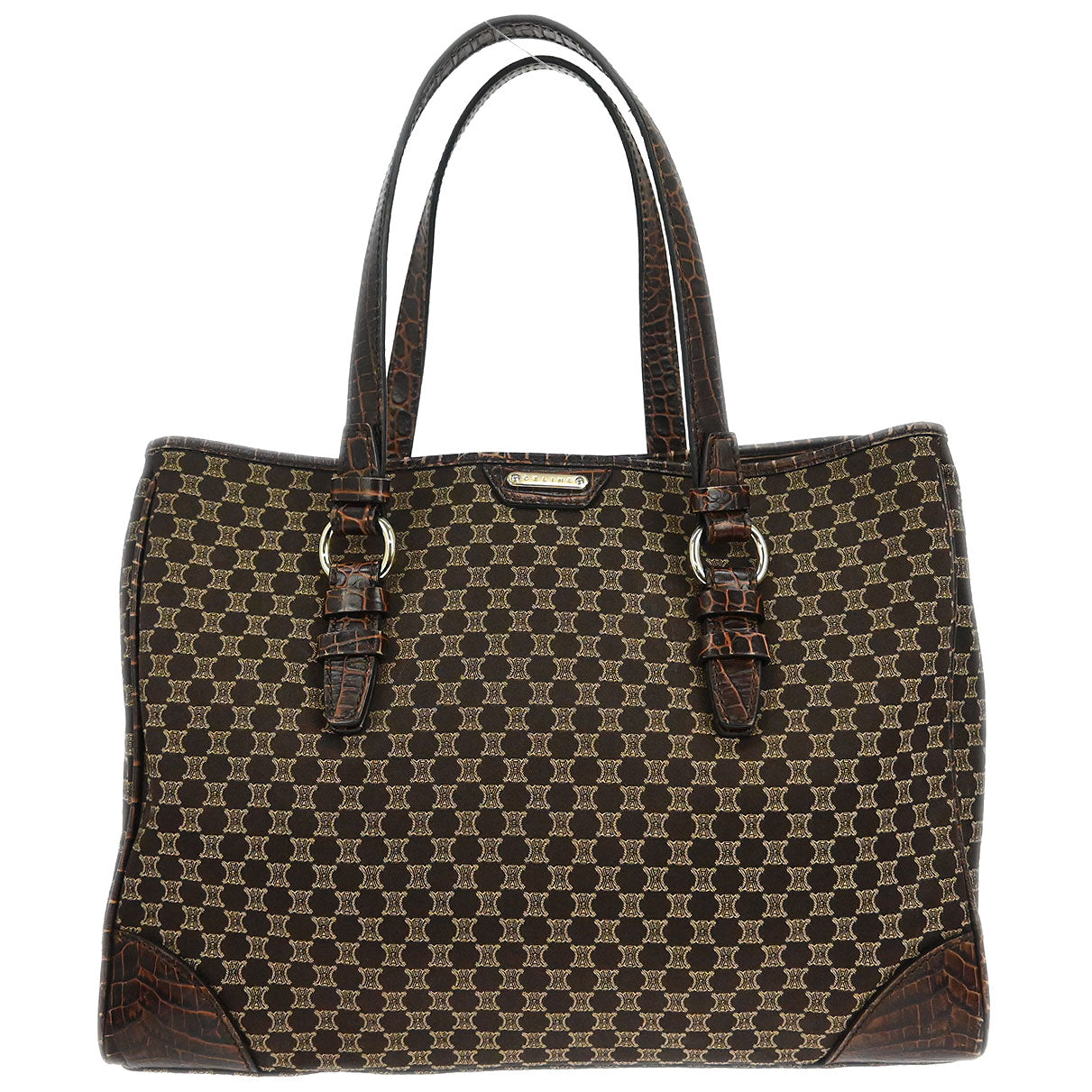Celine * Brown Macadam Tote Handbag