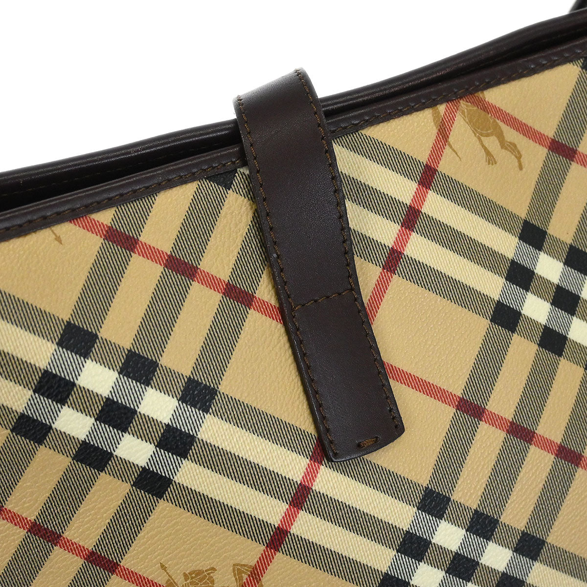 Burberry Beige Brown Nova Check Shoulder Tote Bag