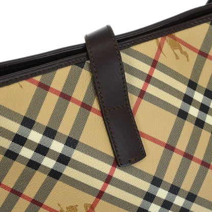 Burberry Beige Brown Nova Check Shoulder Tote Bag