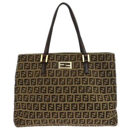 Fendi Brown Canvas Zucchino Tote Handbag