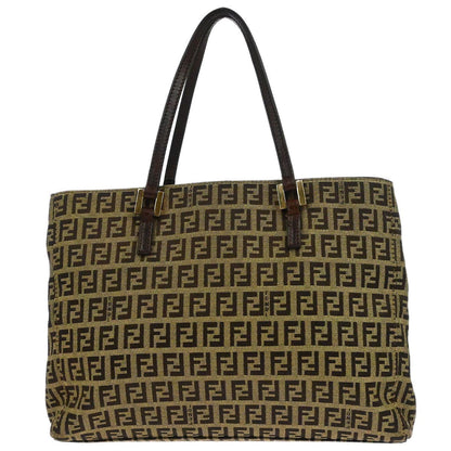 Fendi Brown Canvas Zucchino Tote Handbag