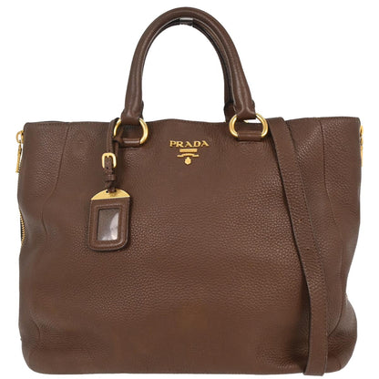 Prada Brown Leather Tote Handbag