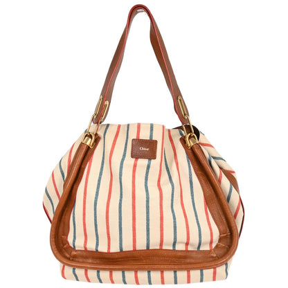 Chloe White Canvas Paraty Tote Handbag
