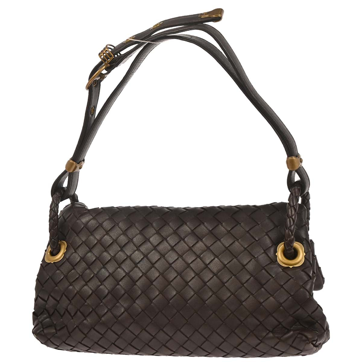 Bottega Veneta Brown Lambskin Intrecciato Handbag