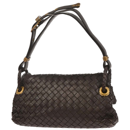 Bottega Veneta Brown Lambskin Intrecciato Handbag