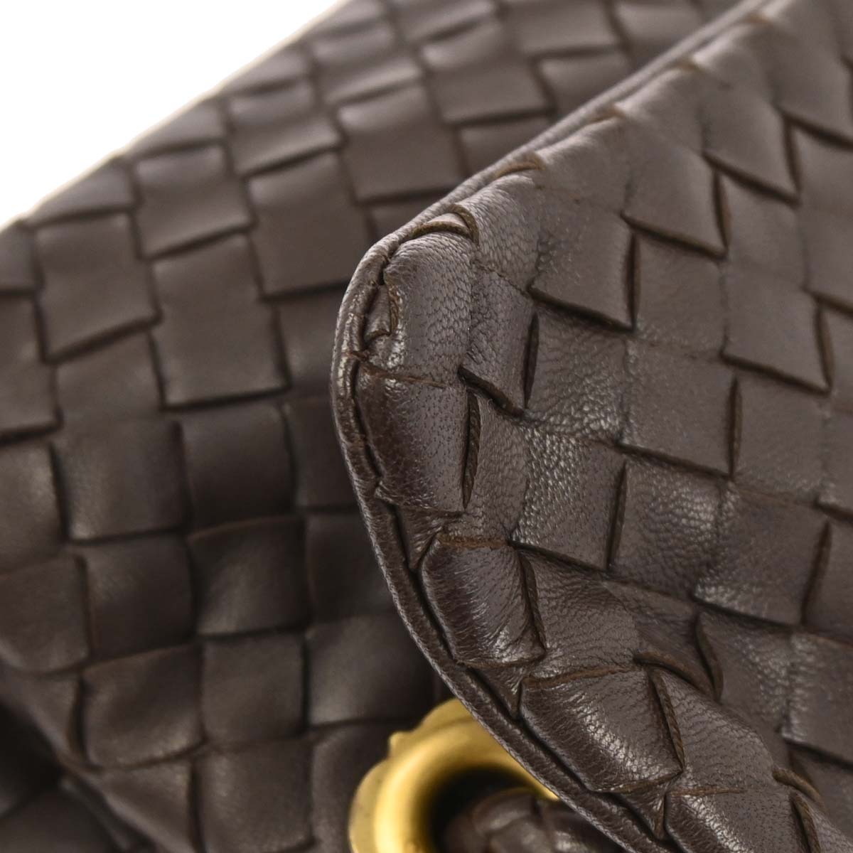 Bottega Veneta Brown Lambskin Intrecciato Handbag
