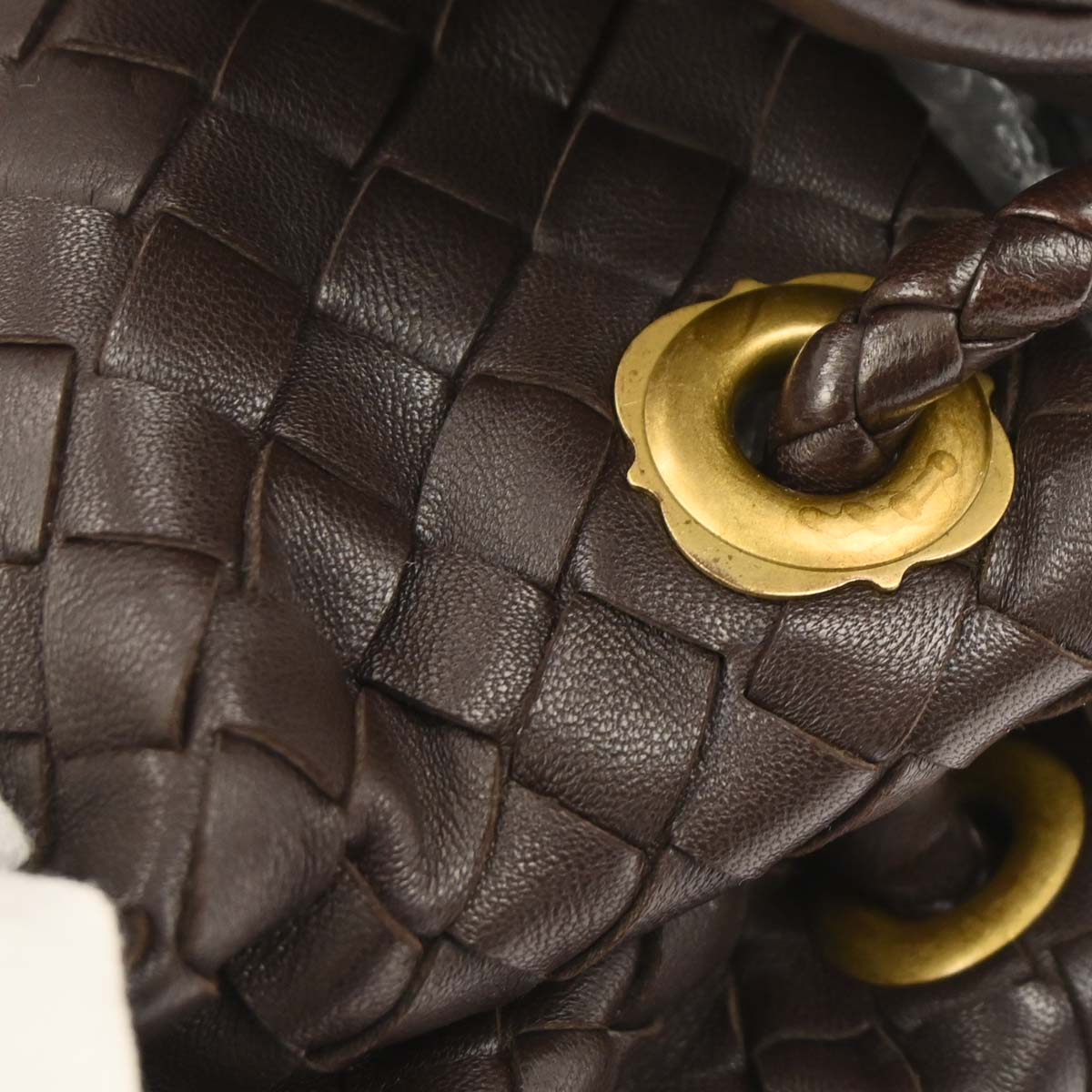 Bottega Veneta Brown Lambskin Intrecciato Handbag