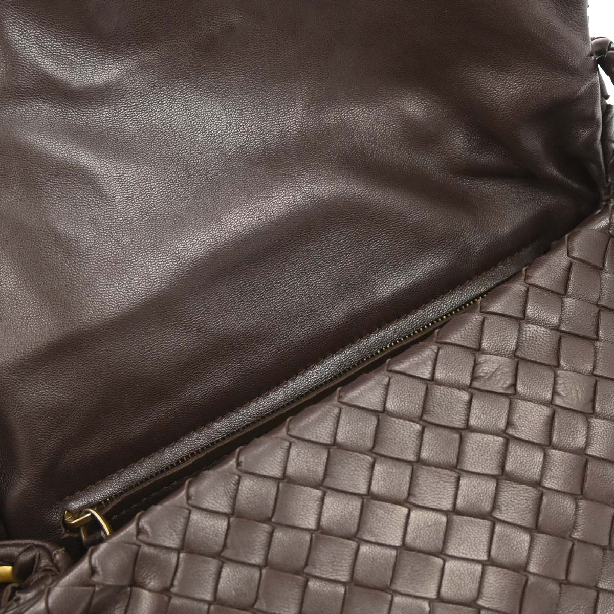 Bottega Veneta Brown Lambskin Intrecciato Handbag
