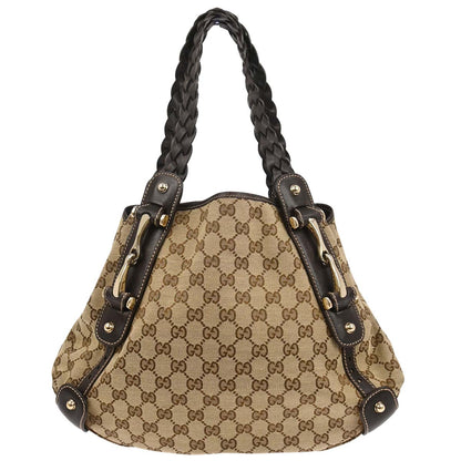 Gucci Beige Canvas GG Horsebit Handbag