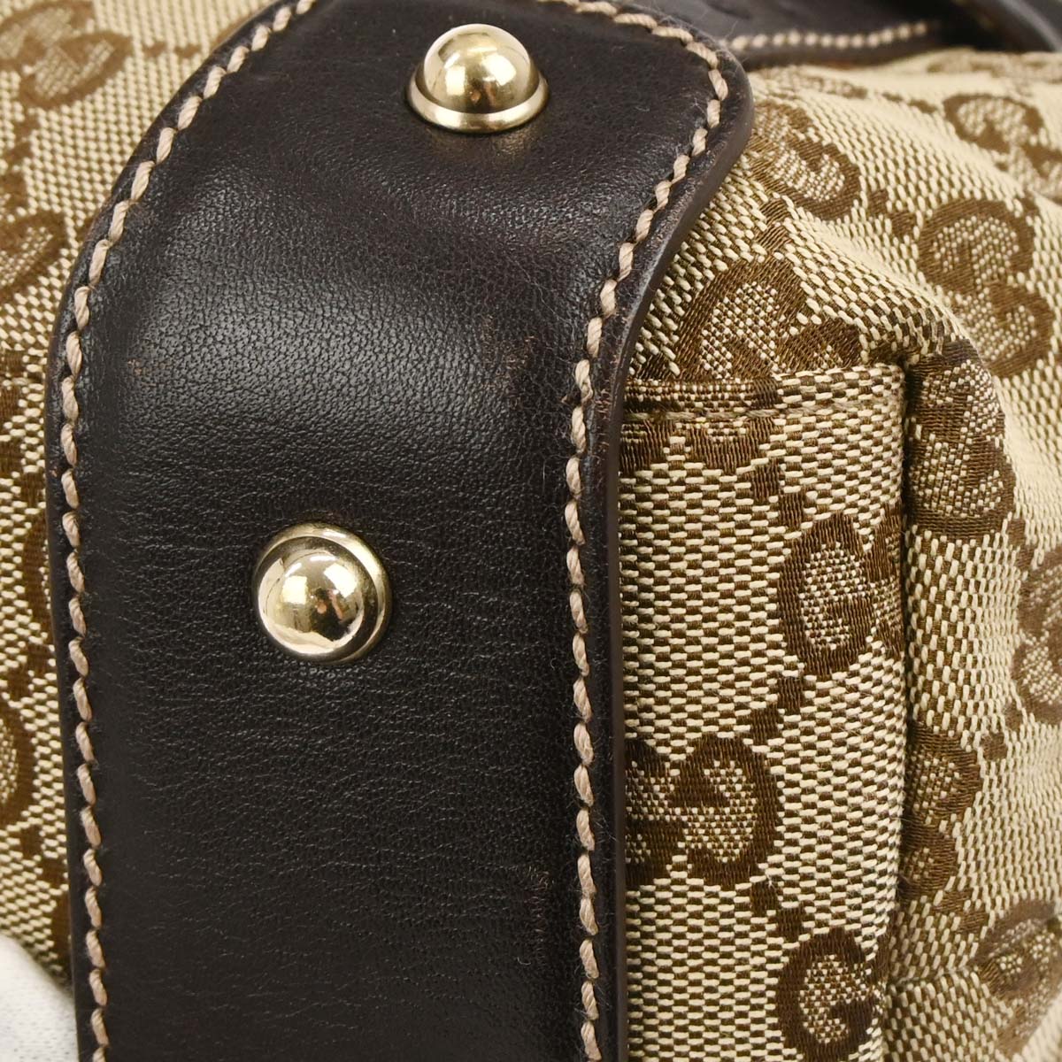 Gucci Beige Canvas GG Horsebit Handbag