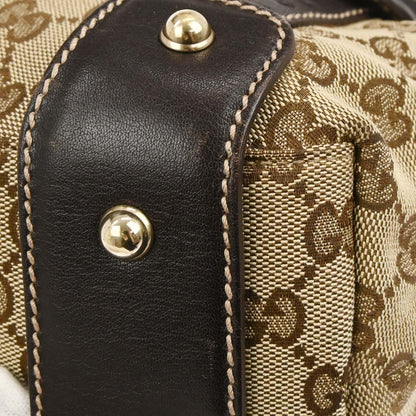 Gucci Beige Canvas GG Horsebit Handbag