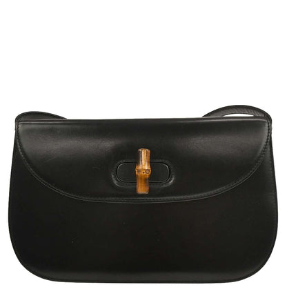 Gucci Black Leather Bamboo Shoulder Bag