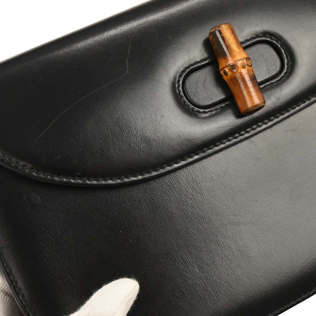 Gucci Black Leather Bamboo Shoulder Bag