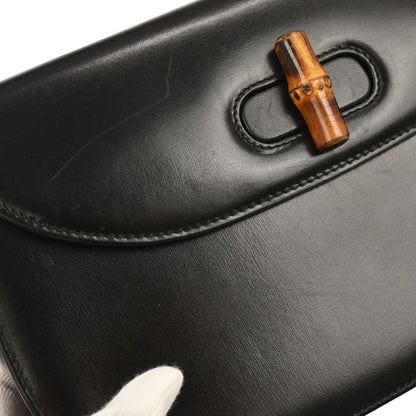 Gucci Black Leather Bamboo Shoulder Bag