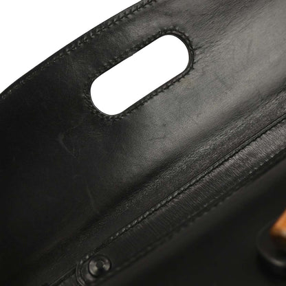 Gucci Black Leather Bamboo Shoulder Bag