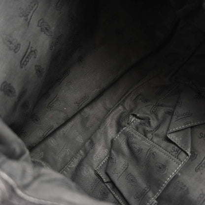 Gucci Black Leather Jungle Bamboo Shoulder Bag