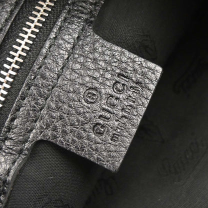 Gucci Black Leather Jungle Bamboo Shoulder Bag