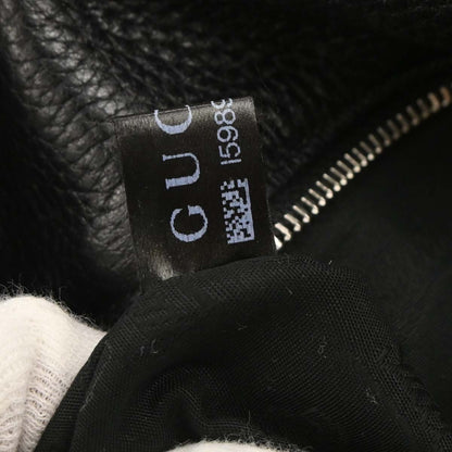 Gucci Black Leather Jungle Bamboo Shoulder Bag