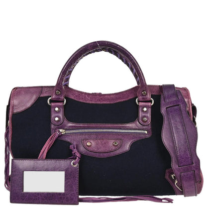 Balenciaga Navy Wool City Medium Handbag