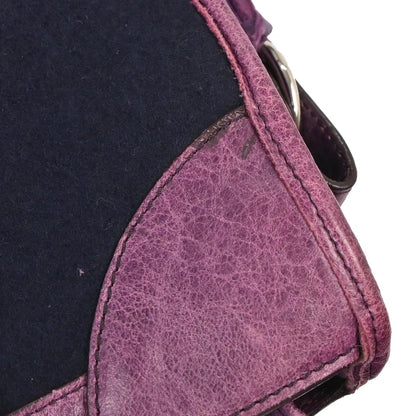 Balenciaga Navy Wool City Medium Handbag