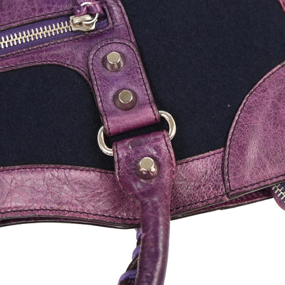 Balenciaga Navy Wool City Medium Handbag