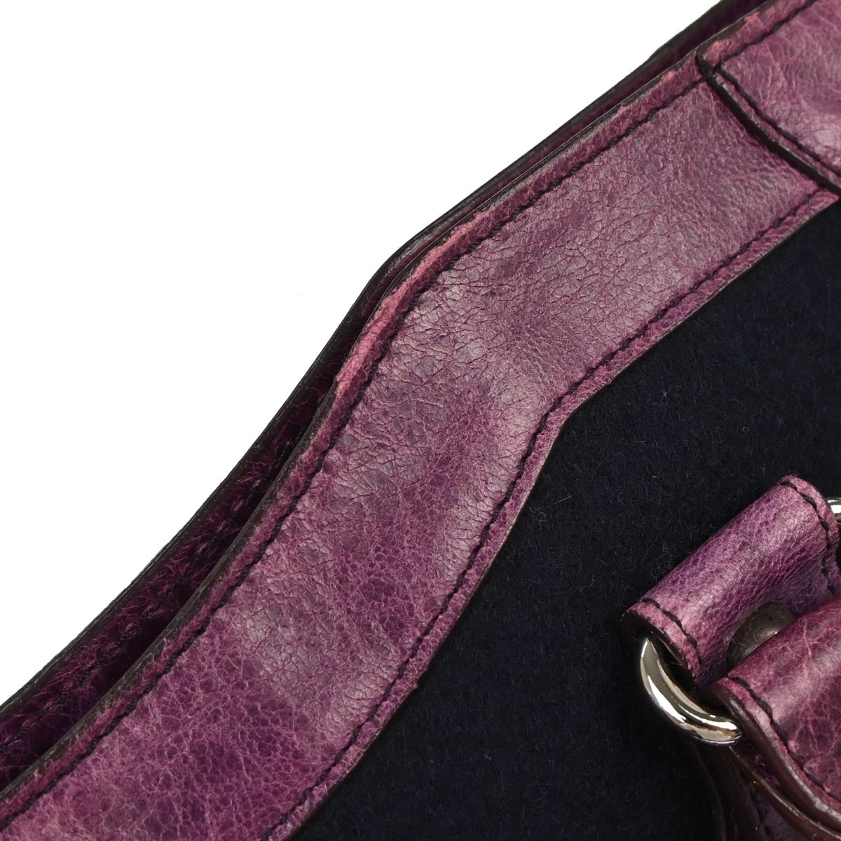 Balenciaga Navy Wool City Medium Handbag