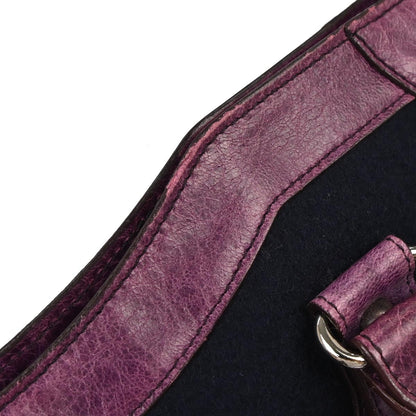 Balenciaga Navy Wool City Medium Handbag