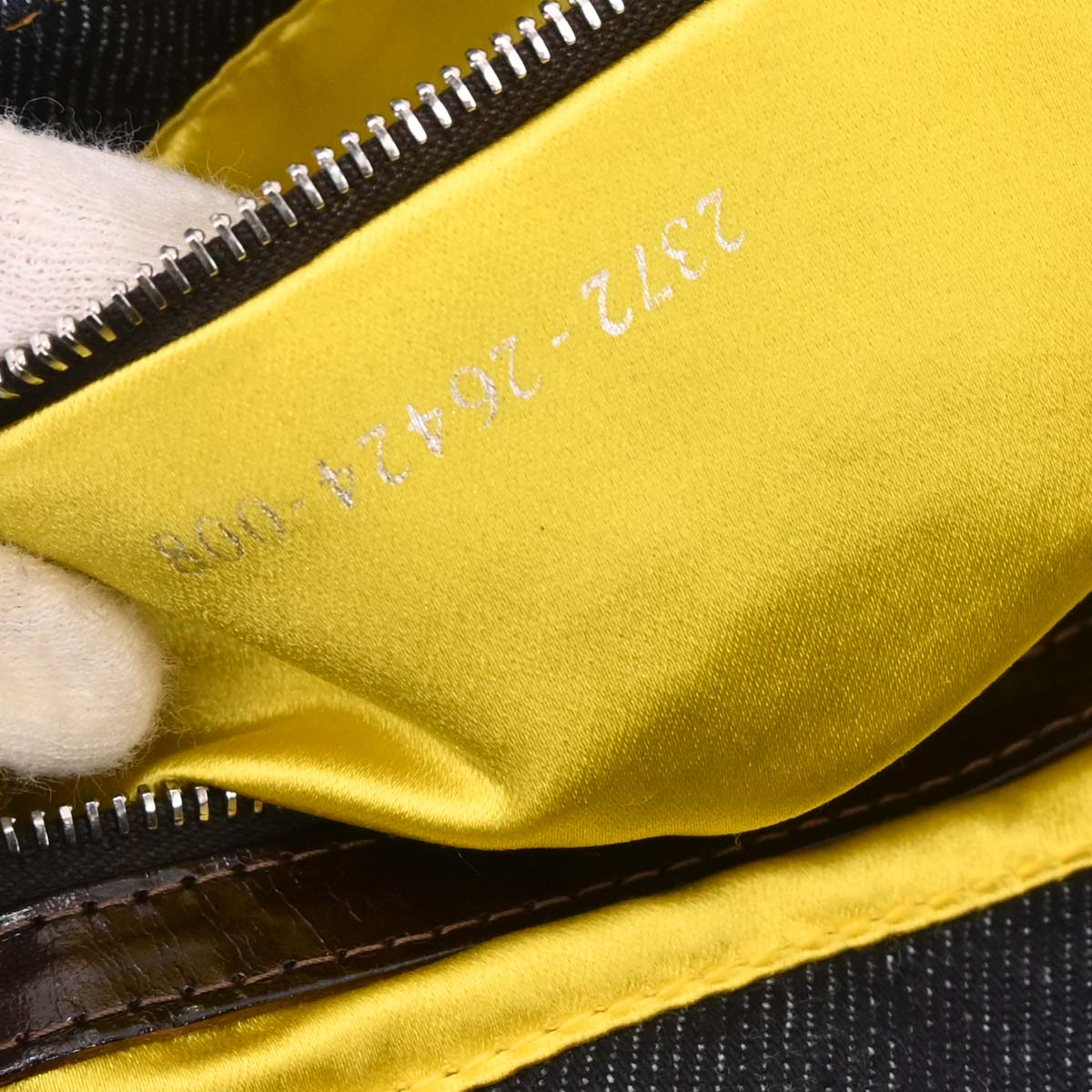 Fendi Navy Denim Beaded Baguette Handbag