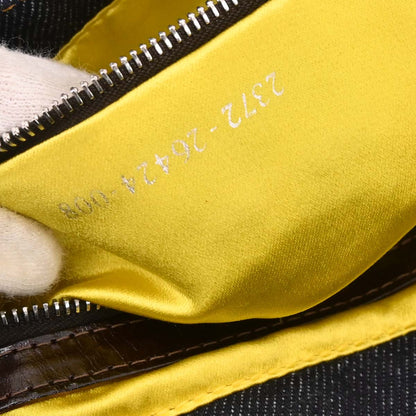 Fendi Navy Denim Beaded Baguette Handbag