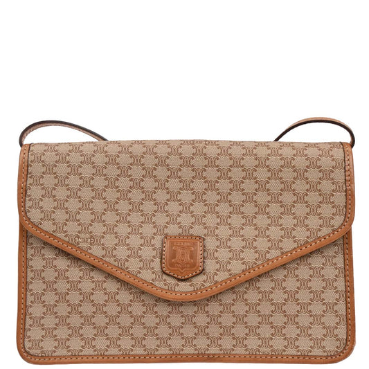 Celine Beige PVC Macadam Shoulder Bag