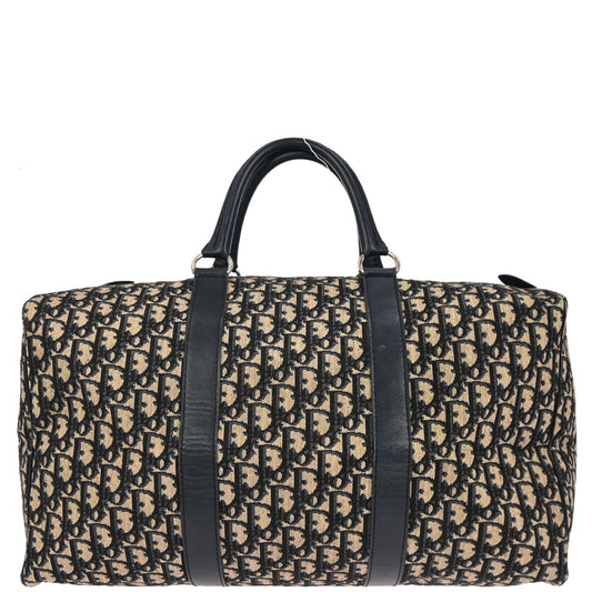 Christian Dior Beige Navy Canvas Trotter Duffle Handbag