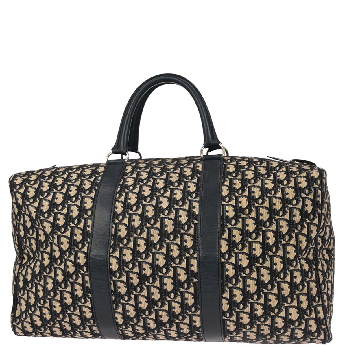 Christian Dior Beige Navy Canvas Trotter Duffle Handbag