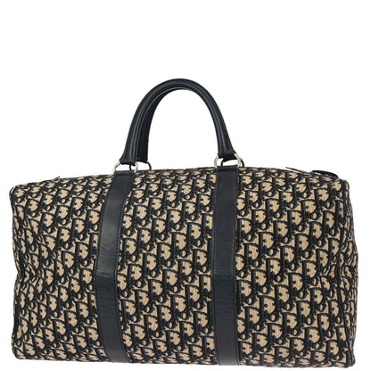 Christian Dior Beige Navy Canvas Trotter Duffle Handbag