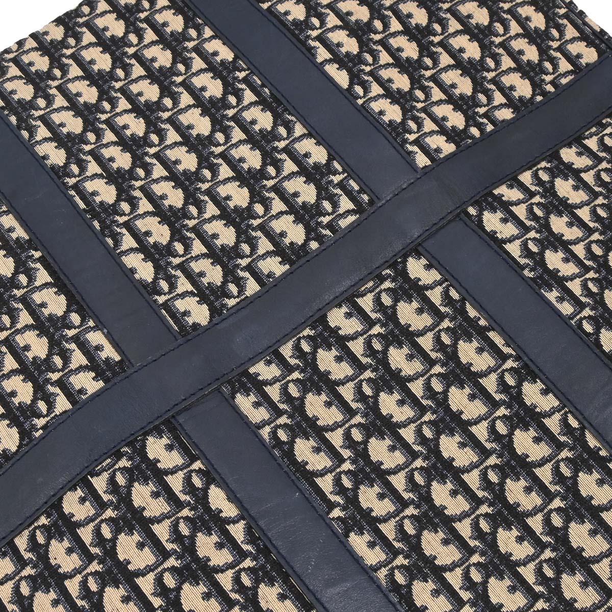 Christian Dior Beige Navy Canvas Trotter Duffle Handbag