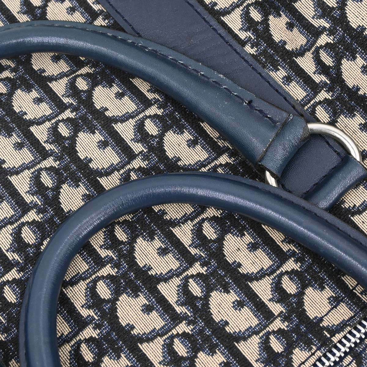 Christian Dior Beige Navy Canvas Trotter Duffle Handbag