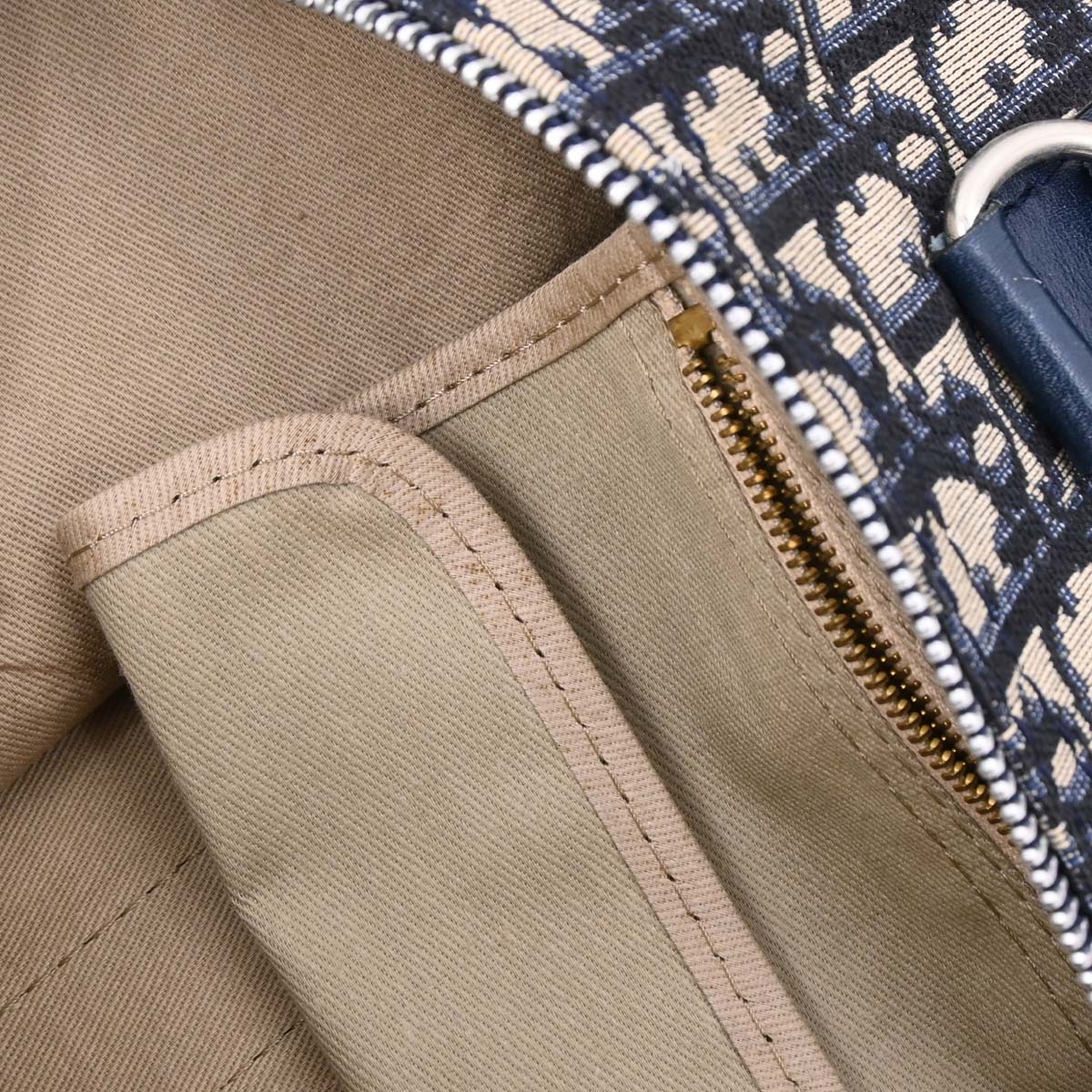 Christian Dior Beige Navy Canvas Trotter Duffle Handbag