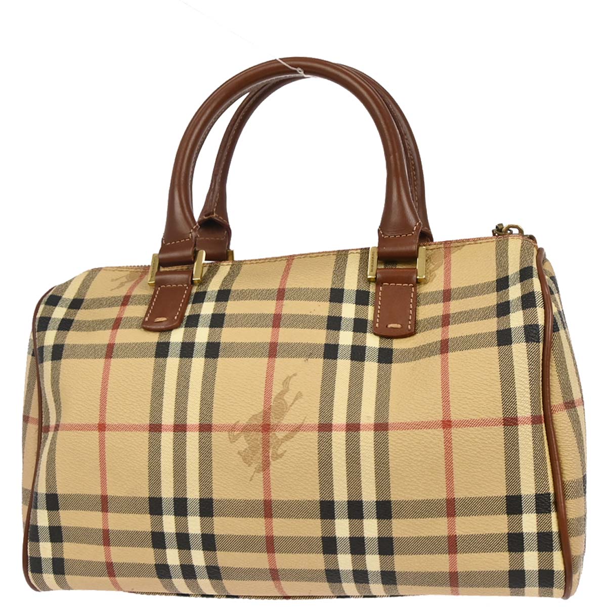 Burberry Beige Brown House Check Duffle Handbag