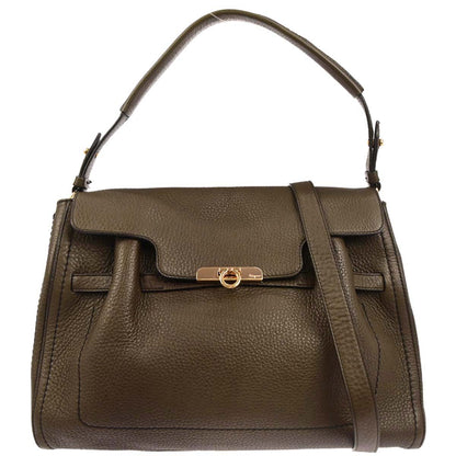 Salvatore Ferragamo Brown Leather Gancini 2way Shoulder Handbag