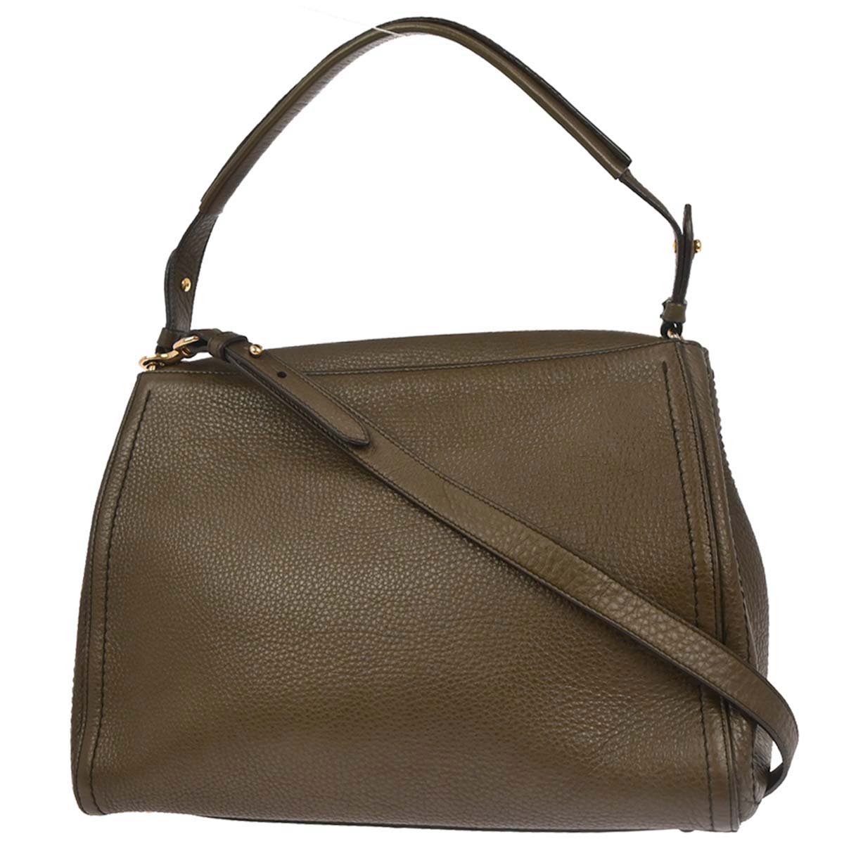 Salvatore Ferragamo Brown Leather Gancini 2way Shoulder Handbag