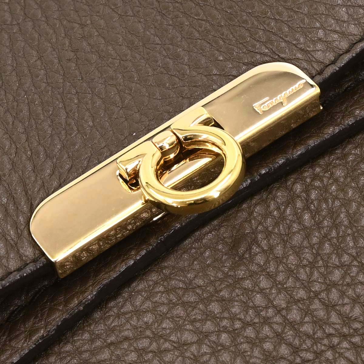 Salvatore Ferragamo Brown Leather Gancini 2way Shoulder Handbag