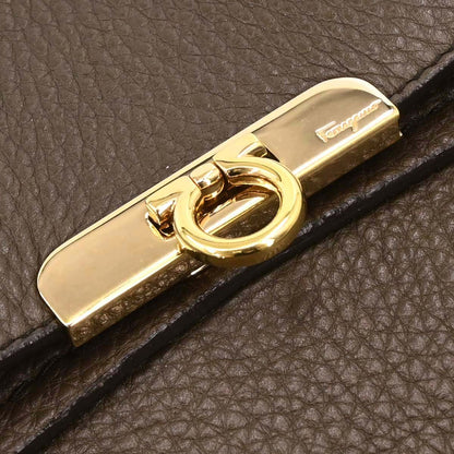 Salvatore Ferragamo Brown Leather Gancini 2way Shoulder Handbag