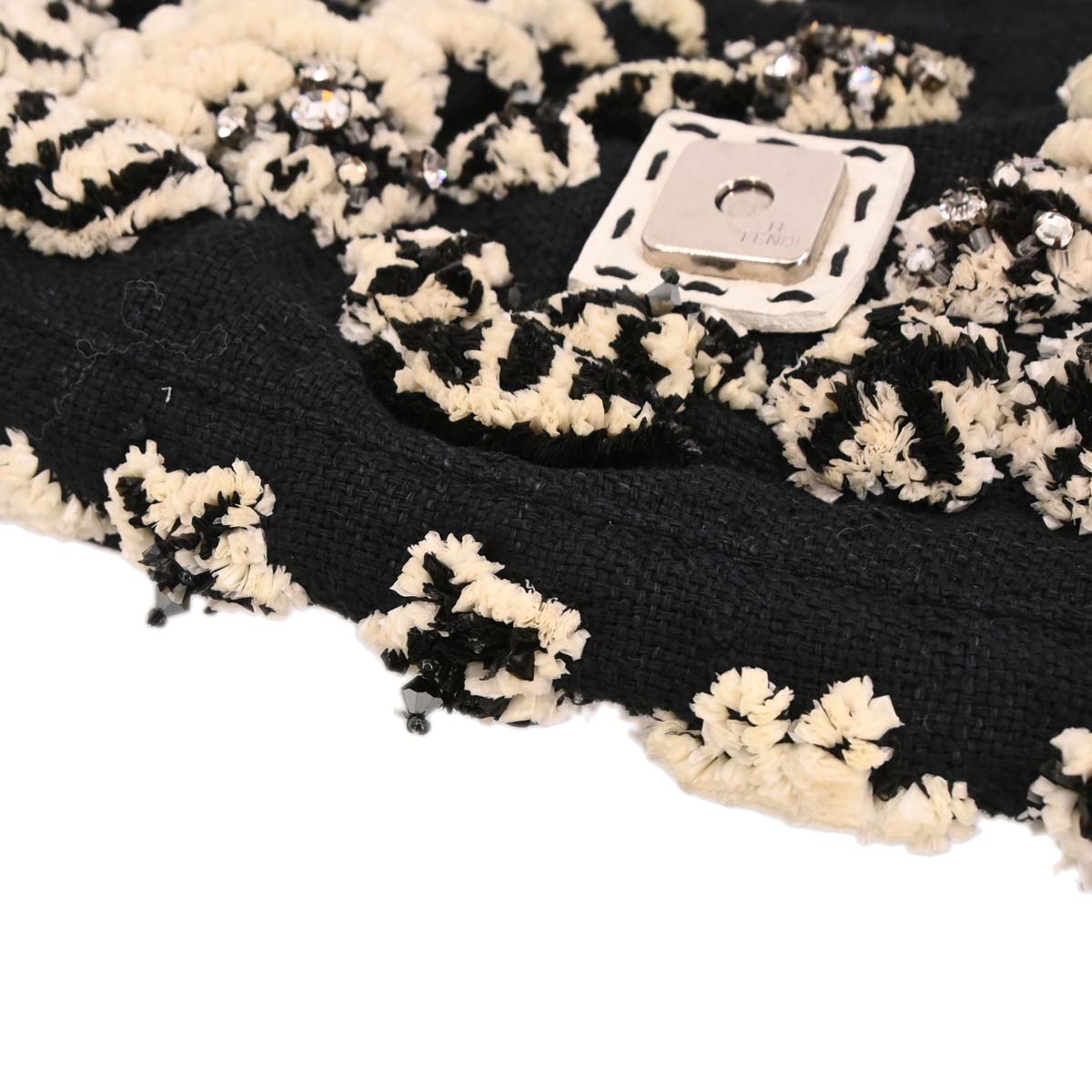 Fendi Black Wool Baguette Handbag