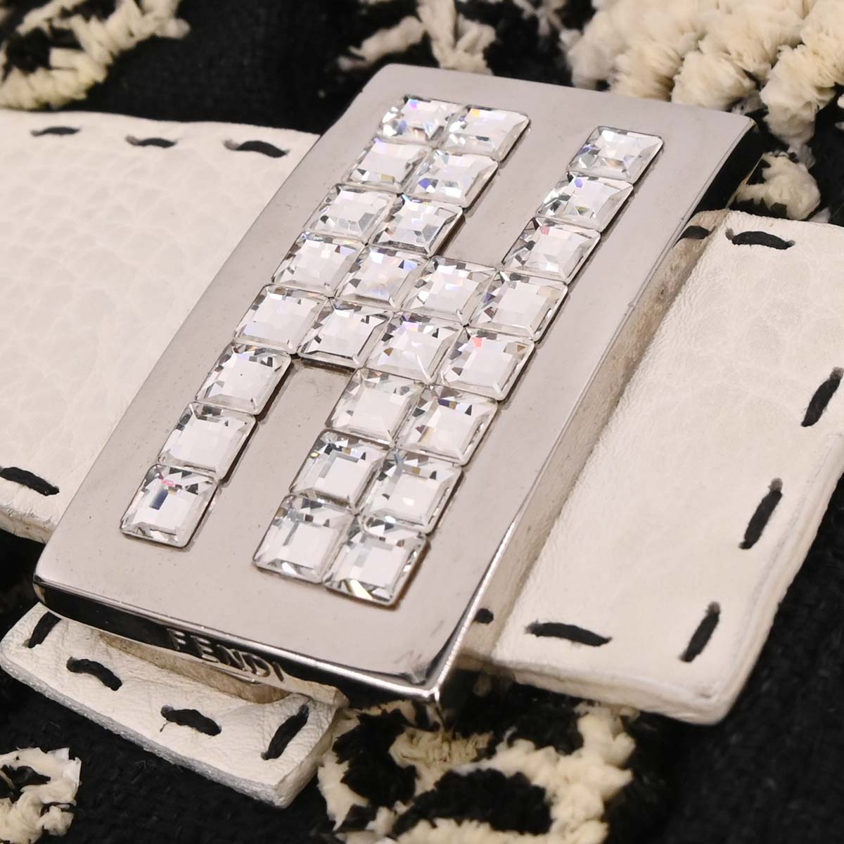 Fendi Black Wool Baguette Handbag