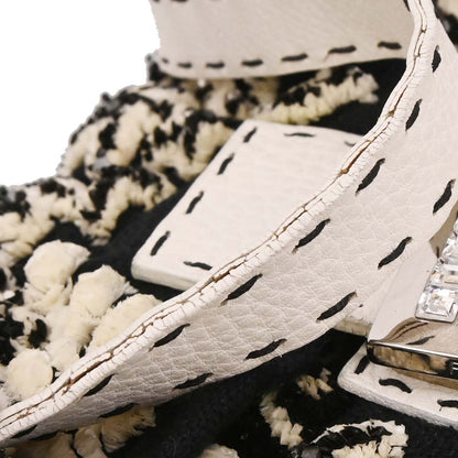 Fendi Black Wool Baguette Handbag