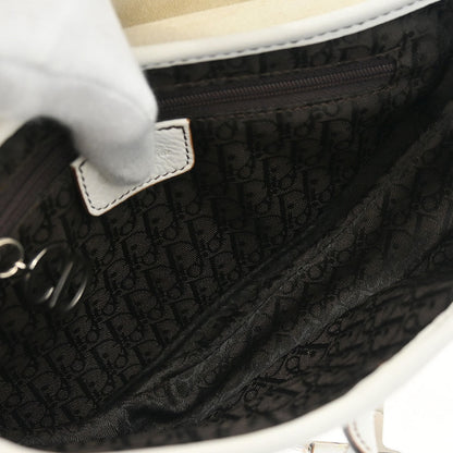 Christian Dior White Leather Saddle Handbag