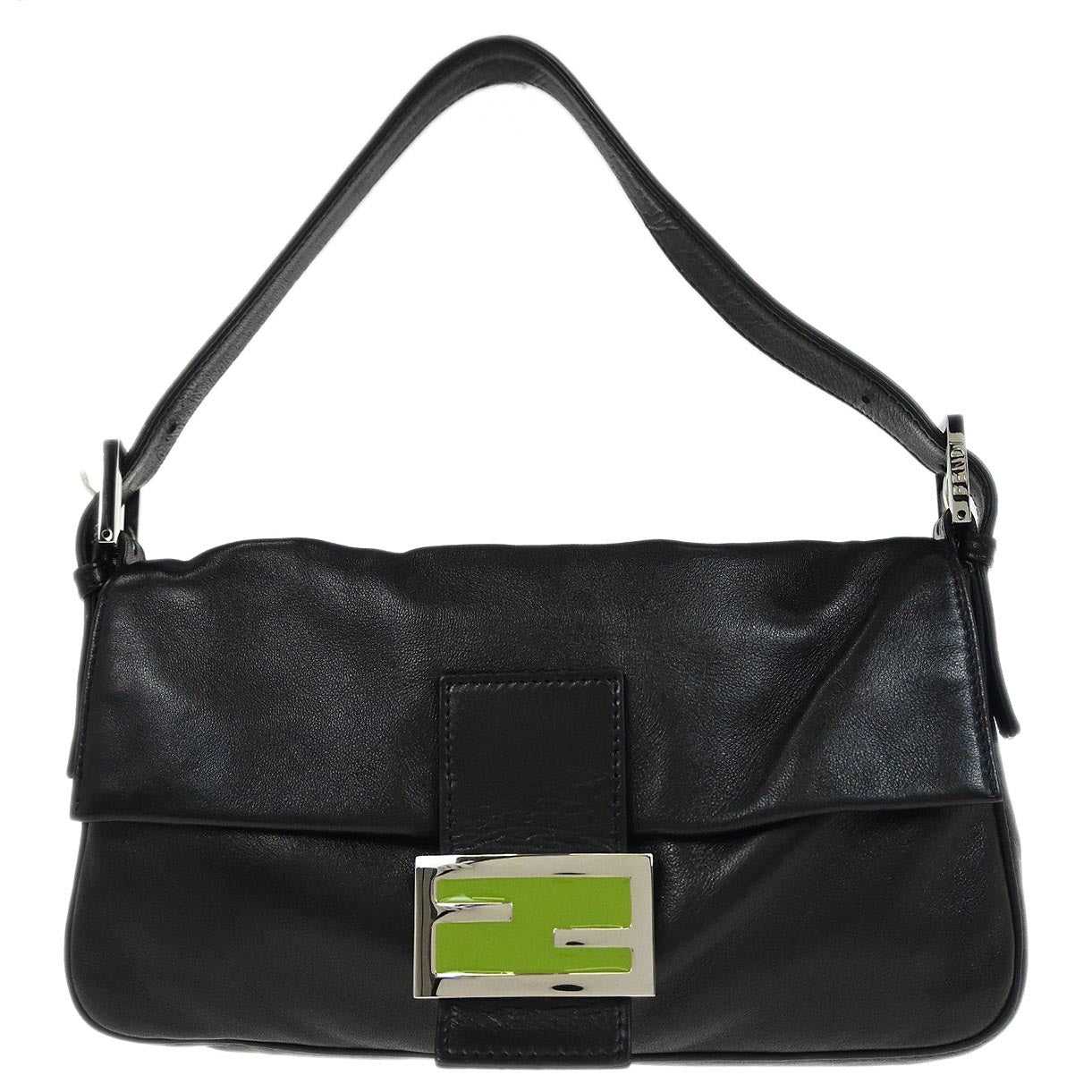 Fendi Black Lambskin Baguette Handbag