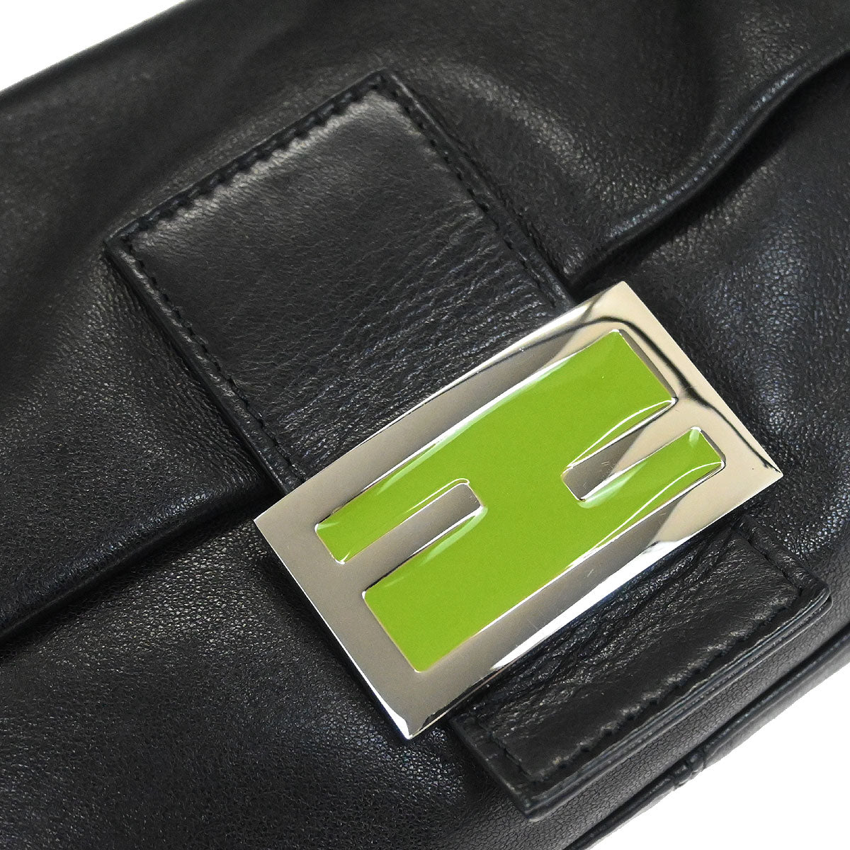 Fendi Black Lambskin Baguette Handbag