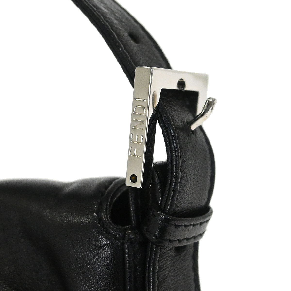 Fendi Black Lambskin Baguette Handbag